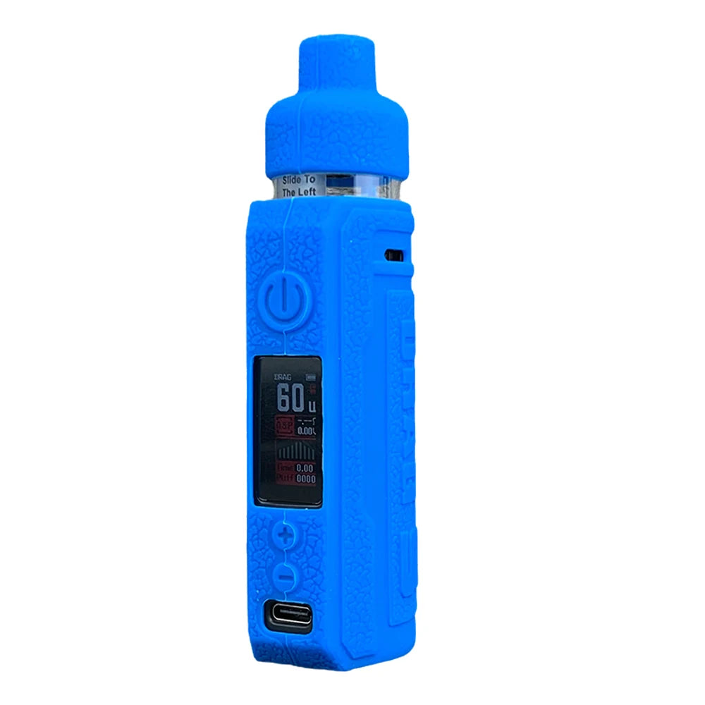 Coque silicone VapThor bleu pour Voopoo Drag S, antichoc, antiglisse, confort, résistant à l'eau