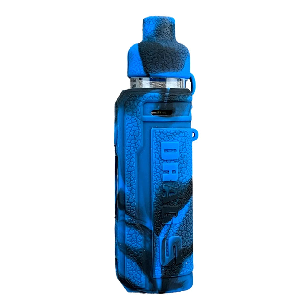 Coque silicone VapThor noir et bleu pour Voopoo Drag S, antichoc, antiglisse, confort, résistant à l'eau