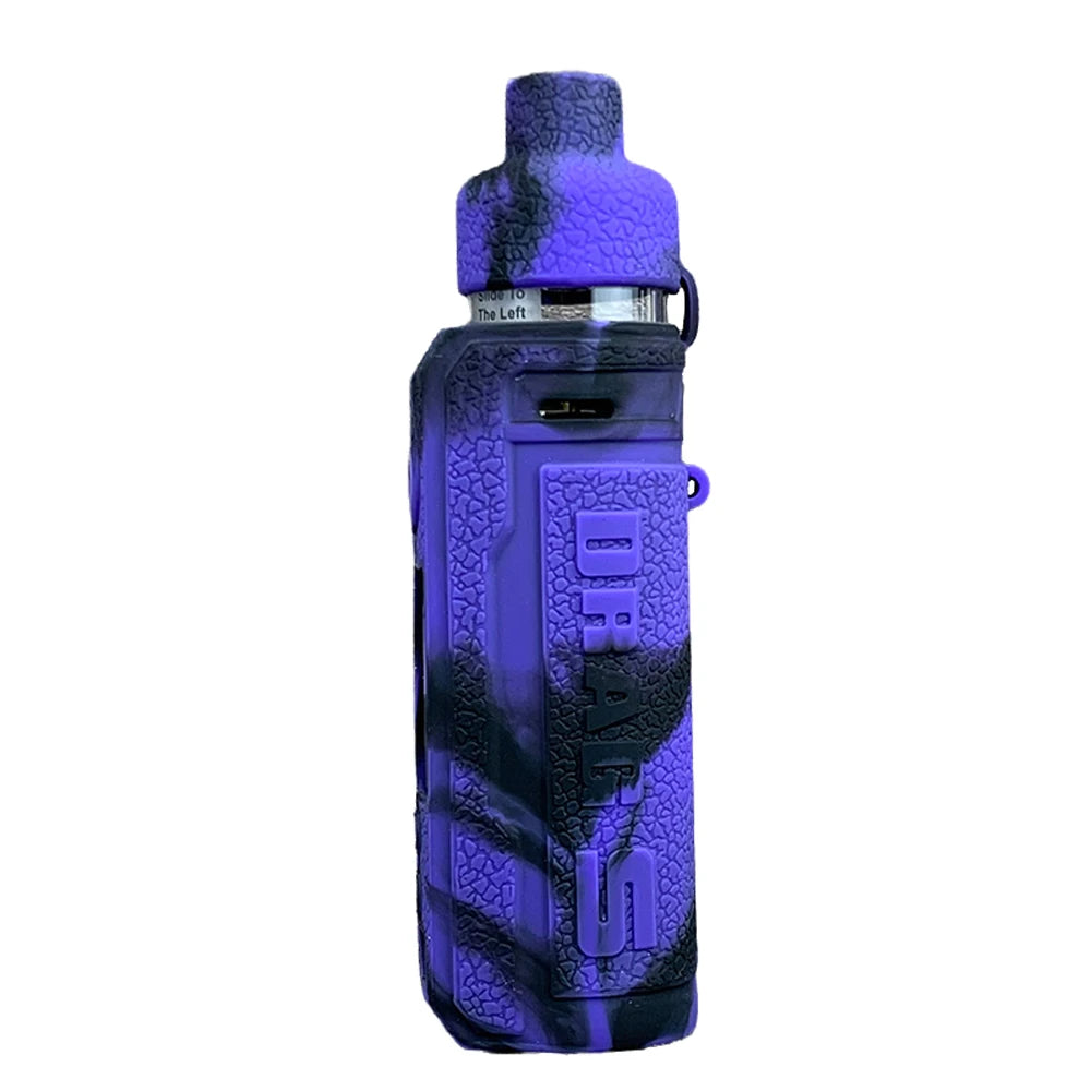 Coque silicone VapThor noir et violet pour Voopoo Drag S, antichoc, antiglisse, confort, résistant à l'eau