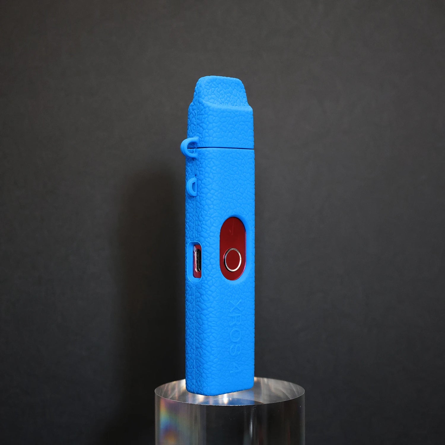 Coque silicone VapThor bleu pour Vaporesso XROS 4, texture antichoc, antiglisse, résistante